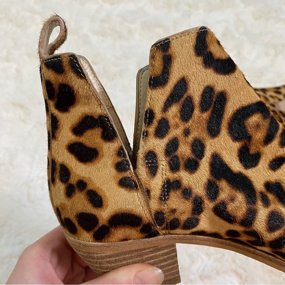 Sole Society Womens Heeled Ankle Bootie Size 6 Laurelah 2 Leopard Print Cow Hair - Picture 8 of 13